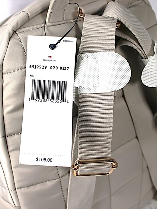 Tommy Hilfiger Quilted Backpack Beige Nylon Mini Backpack NWT main image 7